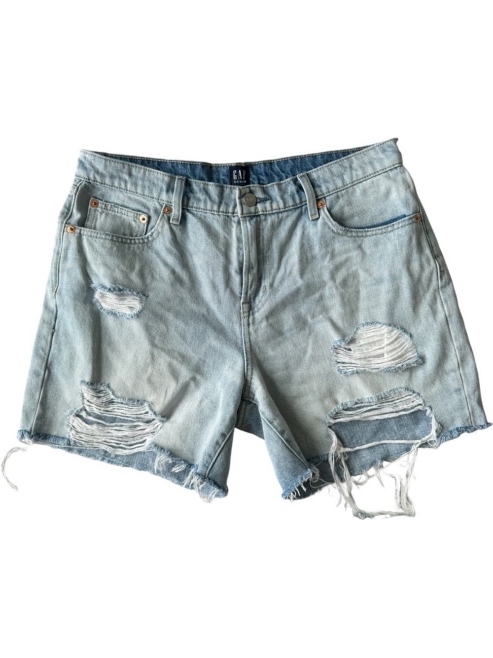 ✅ Gap women blue distressed 5” denim shorts size 28